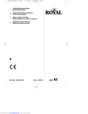 Royal RBC 41 Operating Instructions Manual