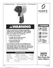 Sunex Tools SX978 Operating Instructions Manual