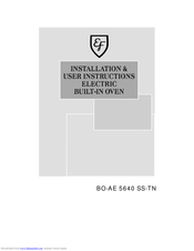 EF BO-AE 5640 SS-TN Installation & User's Instructions