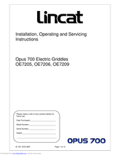 Lincat Opus 700 OE7206 Installation, Operating And Servicing Instructions
