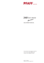 Pfaff 2481-980/30 PLUSLINE Adjustment Manual