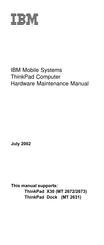 IBM ThinkPad X30, ThinkPad X31 (MT 2672 Hardware Maintenance Manual