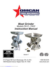 Omcan FA22 Instruction Manual