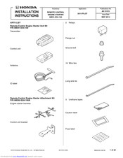 Honda 08E91-E54-100 Installation Instructions Manual