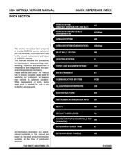 Subaru Impreza 2004 Quick Reference Manual