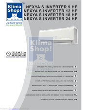 Olimpia splendid NEXYA S inverter 9HP Instructions For Installation, Use And Maintenance Manual