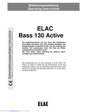 Elac Bass 130 Active Safety Instructions