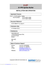 E1DT E1DT-ASSY-0059 Installation And Operation Manual