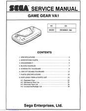 Sega GAME GEAR VA1 Service Manual