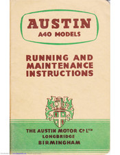 Austin Motor Company A40 Somerset Sedan Maintenance Instructions Manual