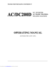TOP GUN WELDING AC/DC200D Operating Manual