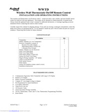 Ambient Technologies WWTD Installation And Operating Instructions Manual