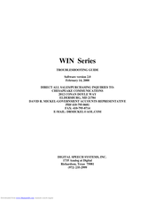 Digital Speech Systems WIN Series Troubleshooting Manual