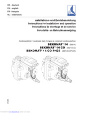 Beko BEKOMAT 14 CV Instructions For Installation And Operation Manual