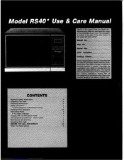 Amana RS40 SERIES Use And Care Manual