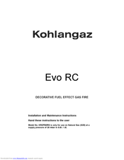 Kohlangaz KRDPB0RN Installation And Maintenance Instructions Manual