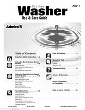 Admiral AAV-1 Use & Care Manual