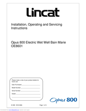 Lincat OE8601 Installation, Operating And Servicing Instructions