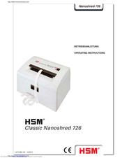 HSM Classic Nanoshred 726 Operating Instructions Manual