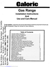 Caloric P1142955NW Installation Instructions And Use And Care Manual