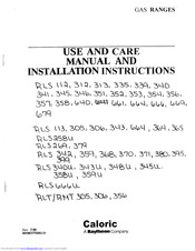 Caloric RLS335 Use And Care Manual And Installation Instructions