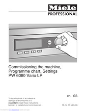 Miele PW 6080 Vario LP Commissioning Instructions