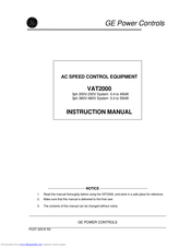 Ge VAT2000 Instruction Manual