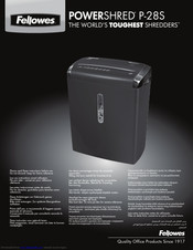 Fellowes POWERSHREDP-28S Instructions Manual