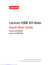 Lenovo VIBE K5 Note Quick Start Manual