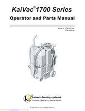 KaiVac KV-1700 Series Operator And Parts Manual