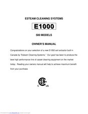Esteam Cleaning Systems E1050-20-05 Owner's Manual