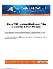 Van Isle Water Clack WS1 Installation & Starting Manual