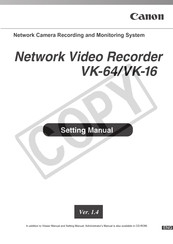 Canon VK-16 Setting Manual