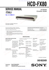 Sony HCD-FX80 - Dvd / Reciever Component Service Manual