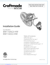 Craftmade BW116SS3-HW Installation Manual