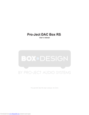Pro-Ject Audio Systems DAC Box RS User Manual