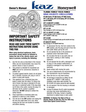 Honeywell HFT-3112B Important Safety Instructions