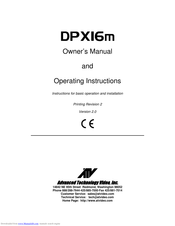 ATV DPX16M Owner's And Operator's Manual