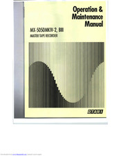 OTARI MX-505MKIV-2 Operation & Maintenance Manual
