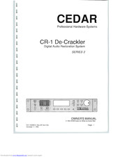 Cedar CR-1 De-Crackler Owner's Manual