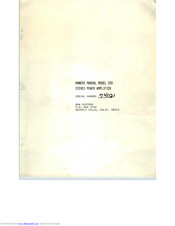 BGW 250 Owner's Manual