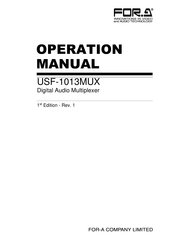 FOR-A USF-1013MUX Operator's Manual