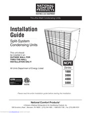 National Comfort Product 4000 SERIES Installation Manual