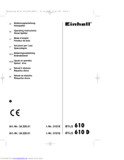 EINHELL BT-LS 610 D Operating Instructions Manual