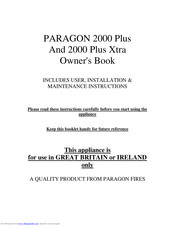 Paragon Fires 2000 Plus Xtra Owners Book