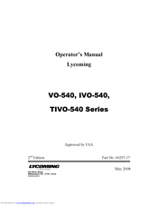 Lycoming VO-540 Series Operator's Manual