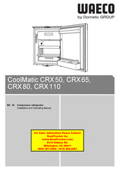 Waeco CoolMatic CRX50 Installation And Operating Manual