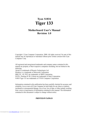 TYAN TIGER 133 User Manual