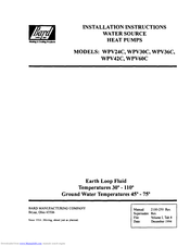 Bard WPV42C Installation Instructions Manual