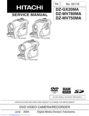 Hitachi DZMV750MA - DVD Camcorder w/16x Optical Zoom Service Manual